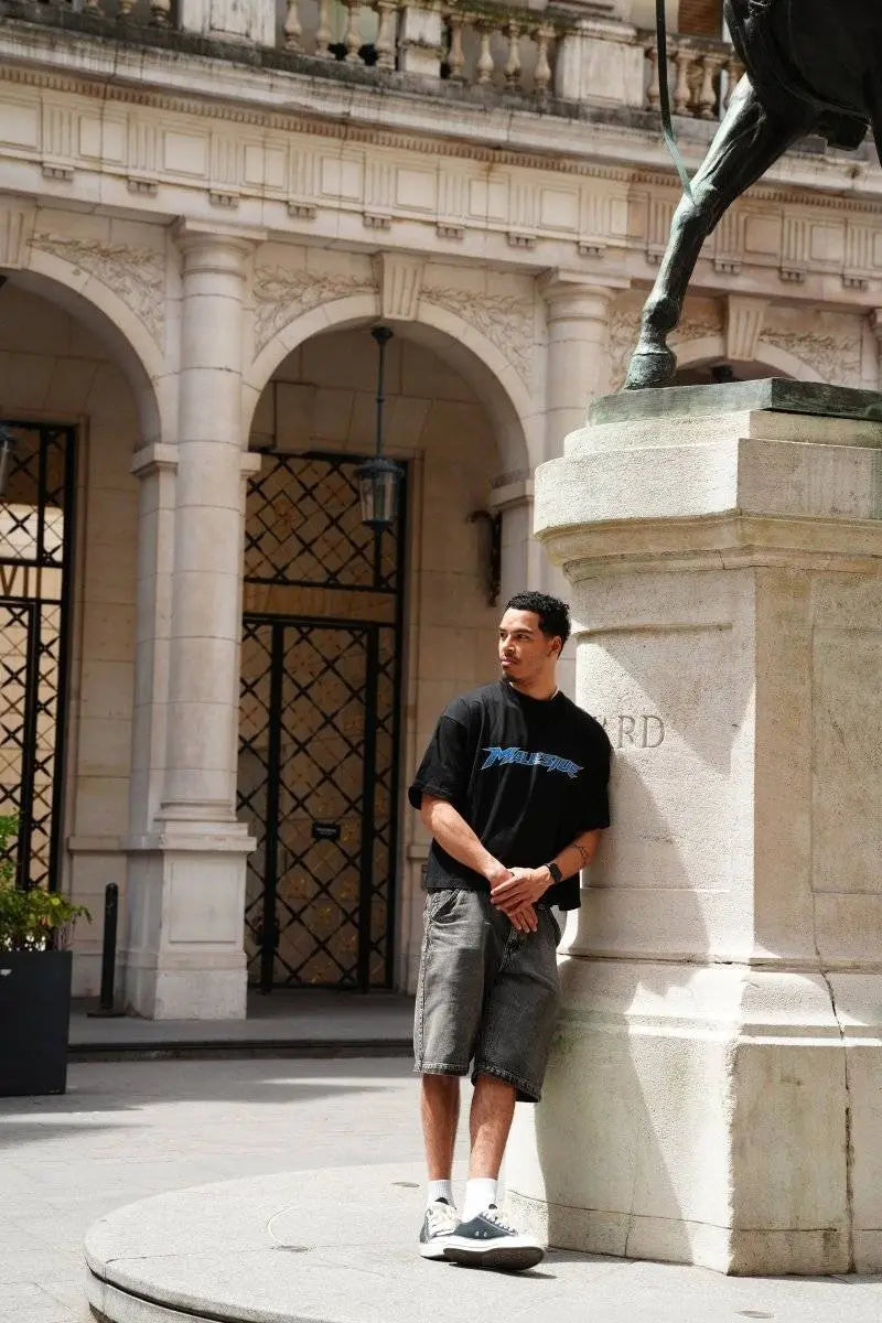 Bold Boxy Apex T-Shirt Black - MALESIUE